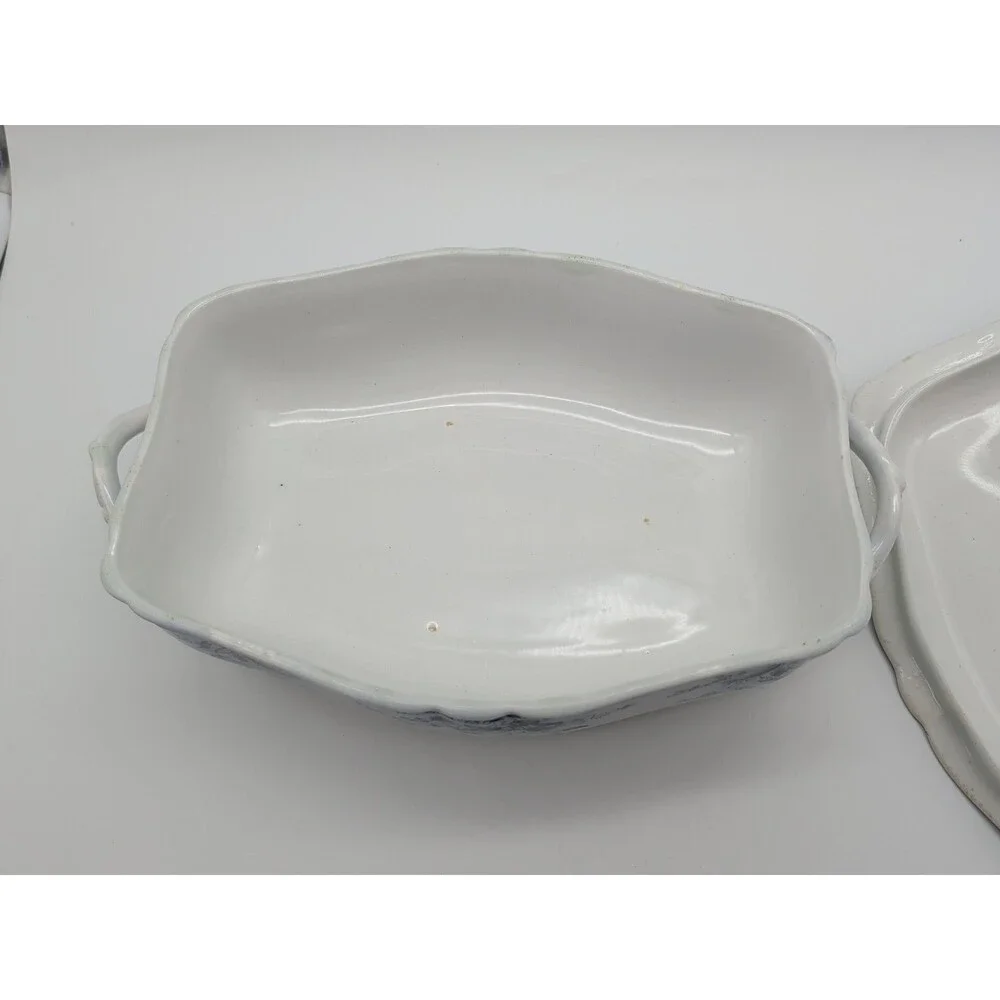 Alfred Meakin Westmeath Lidded Tureen Covered Casserole Floral Blue White CRACK